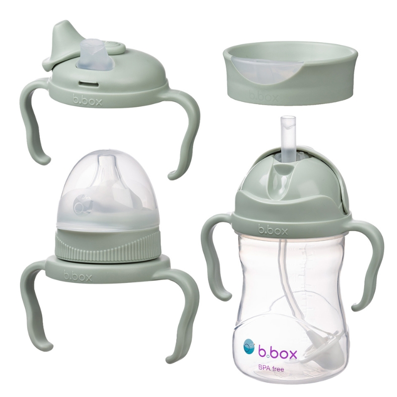 Kubek-4w1-zestaw-240ml-szalwia-bbox Kubek 4w1 zestaw 240 ml, Sage, b.box - obrazek 1