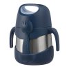 B.box Termos na jedzenie, 335 ml, Midnight posiada dwa boczne uchwyty, przypięty z boku spork z wytłoczonym logo "b.box" oraz szeroki, łatwy do trzymania uchwyt na górze w przyjaznym dla dzieci, nowoczesnym designie.