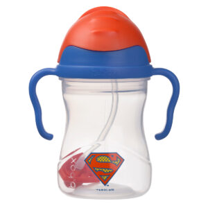 Superman bidon ze słomką 240ml b.box na białym tle